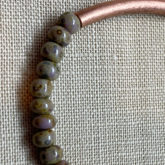 Copper Wire Wrapped Beaded Earrings - Picture 2 of 5